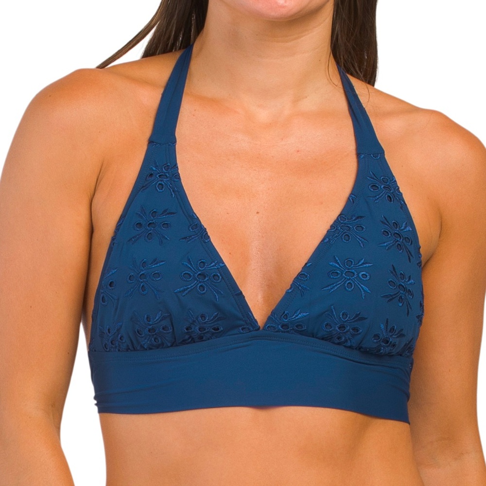 New Bleu Rod Beattie Eyelet navy Halter Bikini Top & Tie Side Bikini Bottom - Picture 4 of 16